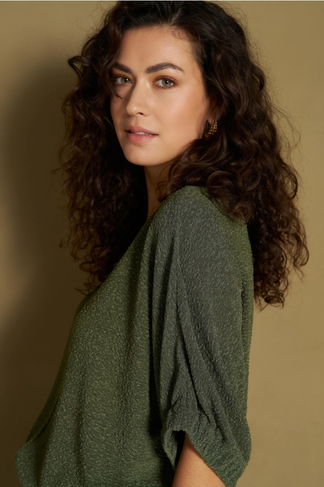 Lofty Manner groene dames t-shirt | Close up