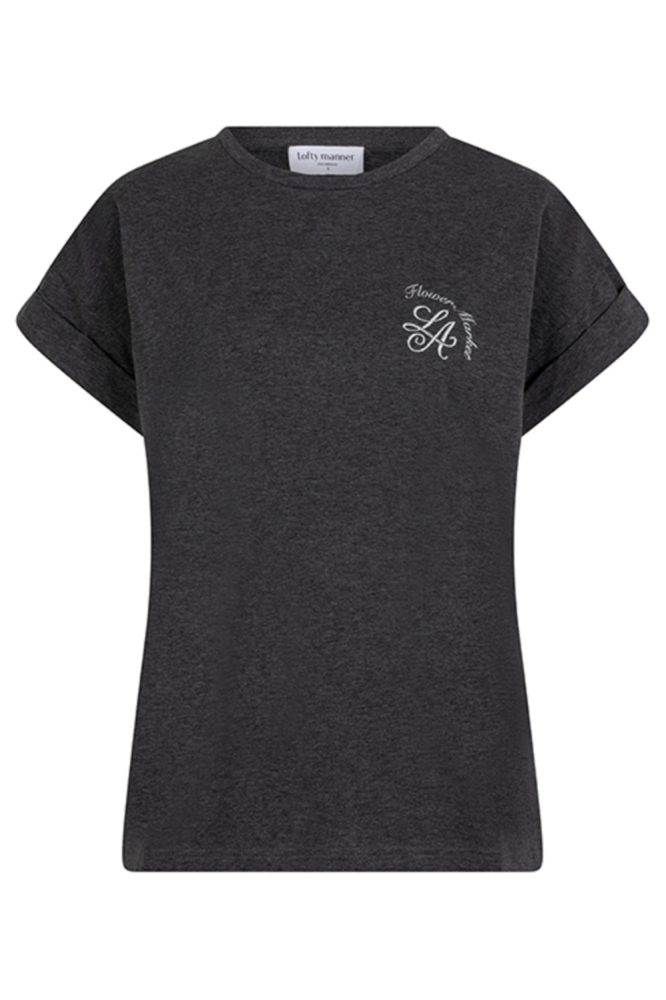Lofty Manner grijze dames t-shirt | Vooraanzicht