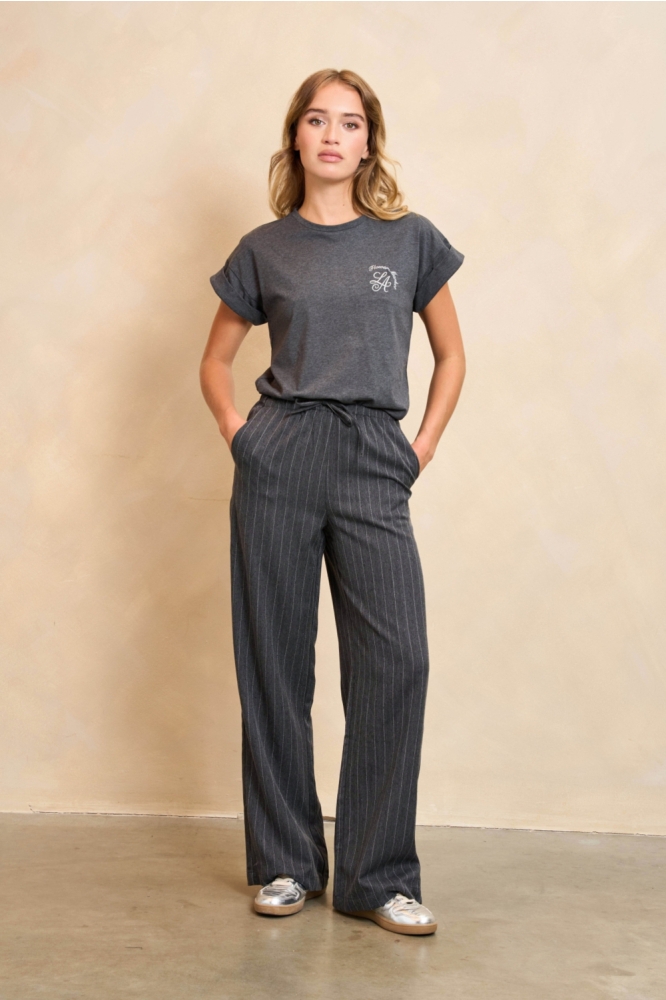 Lofty Manner grijze dames t-shirt | Vooraanzicht