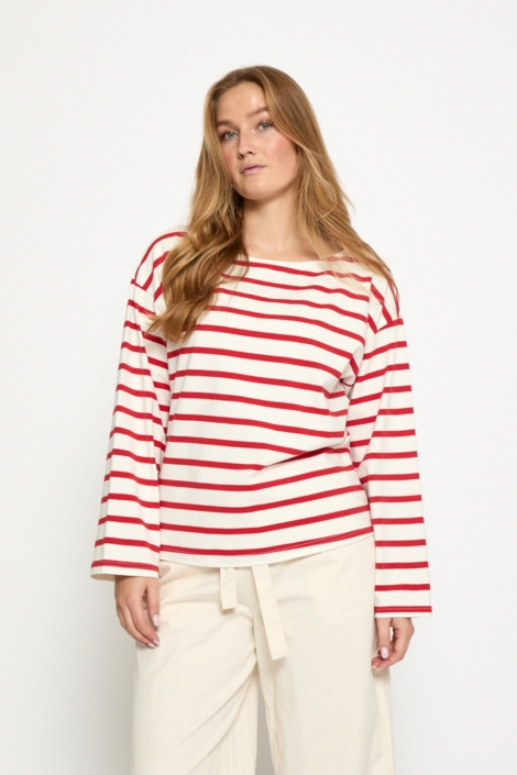 Peppercorn ecru dames t-shirt | Model vooraanzicht