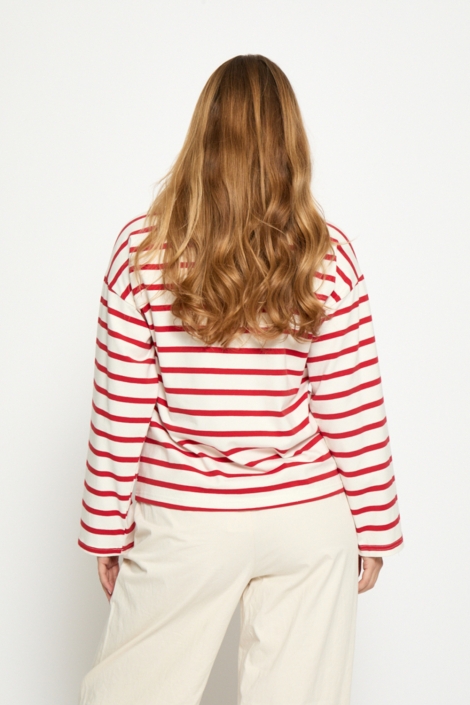 Peppercorn ecru dames t-shirt | Model achteraanzicht