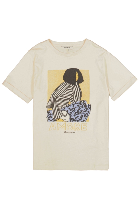 Garcia beige dames t-shirt | Vooraanzicht