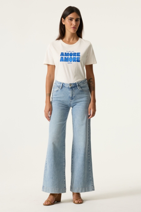 Garcia ecru dames t-shirt | Model