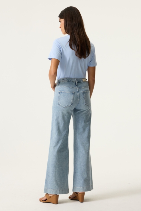 Garcia blauwe dames t-shirt | Model achteraanzicht