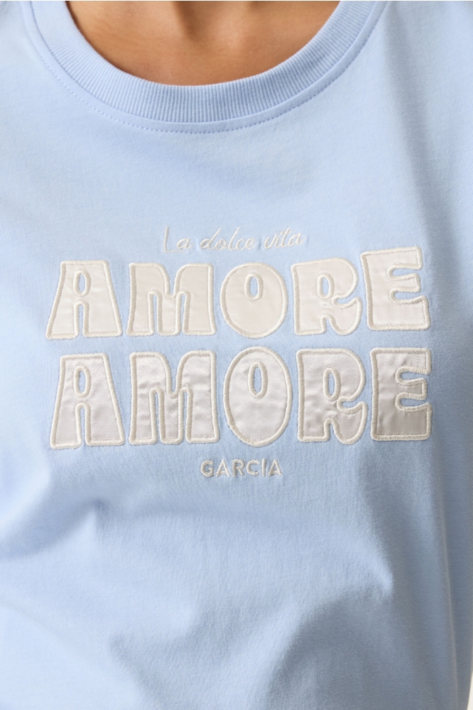 Garcia blauwe dames t-shirt | Close up