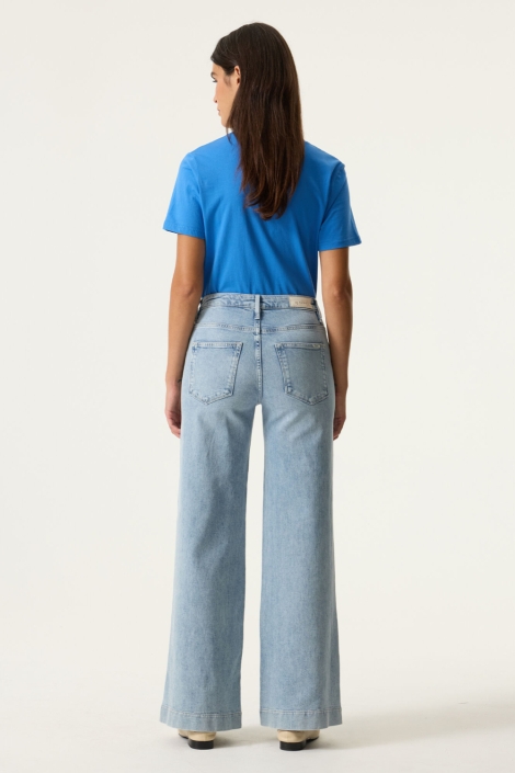 Garcia blauwe dames t-shirt | Model achteraanzicht