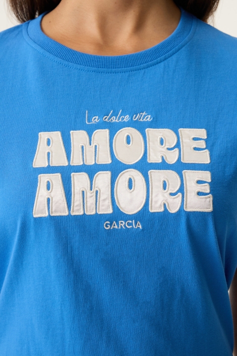 Garcia blauwe dames t-shirt | Close up