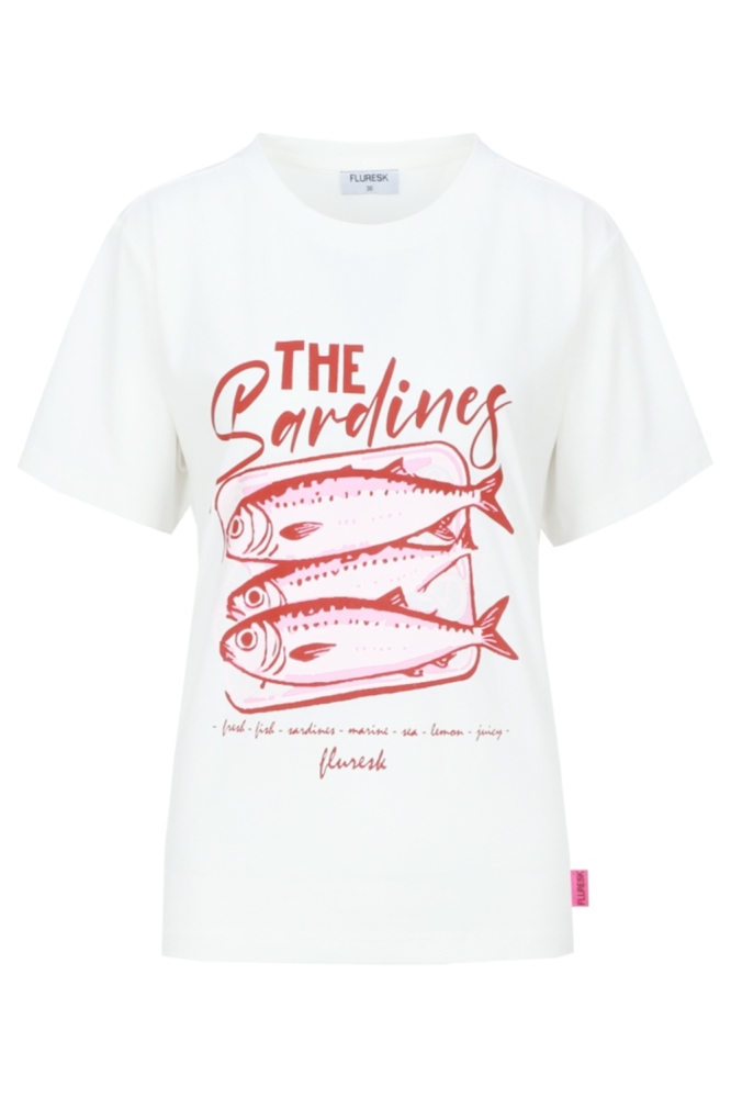 Fluresk witte dames t-shirt | Vooraanzicht