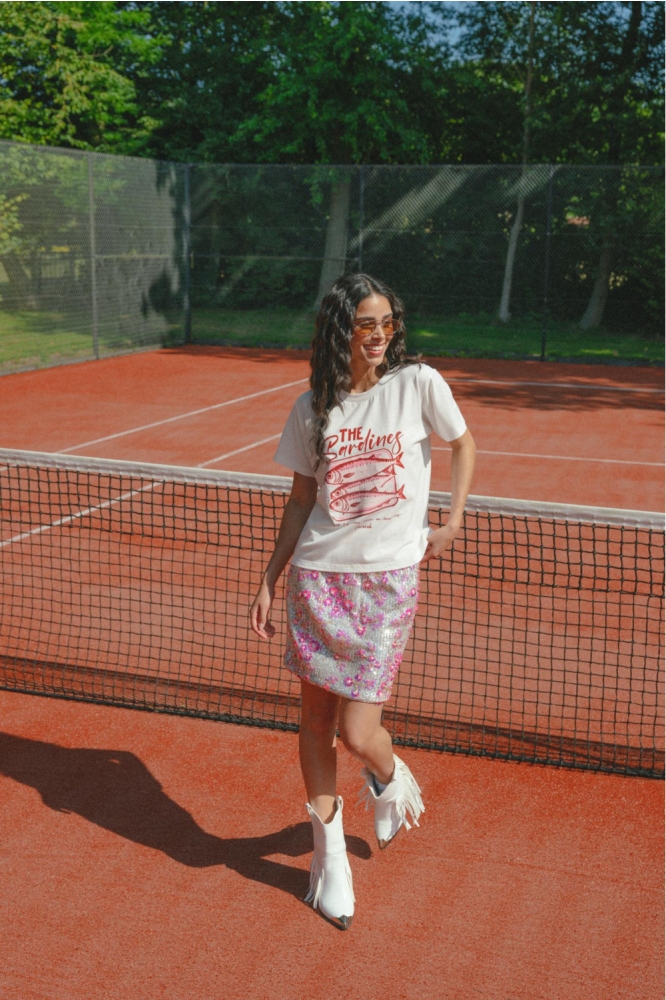 Fluresk witte dames t-shirt | Sfeerbeeld, In situatie