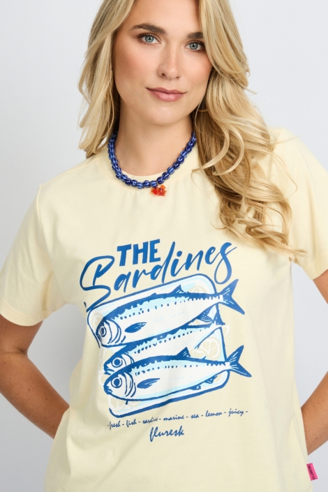 Fluresk gele dames t-shirt | Close up