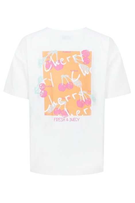 Fluresk witte dames t-shirt | Achteraanzicht