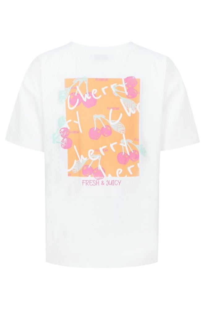 Fluresk witte dames t-shirt | Achteraanzicht