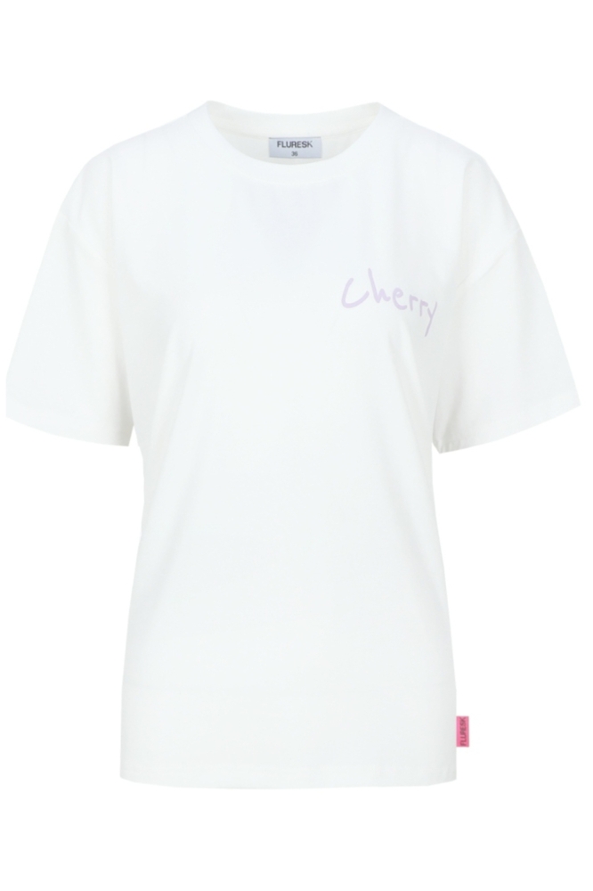 Fluresk witte dames t-shirt | Vooraanzicht