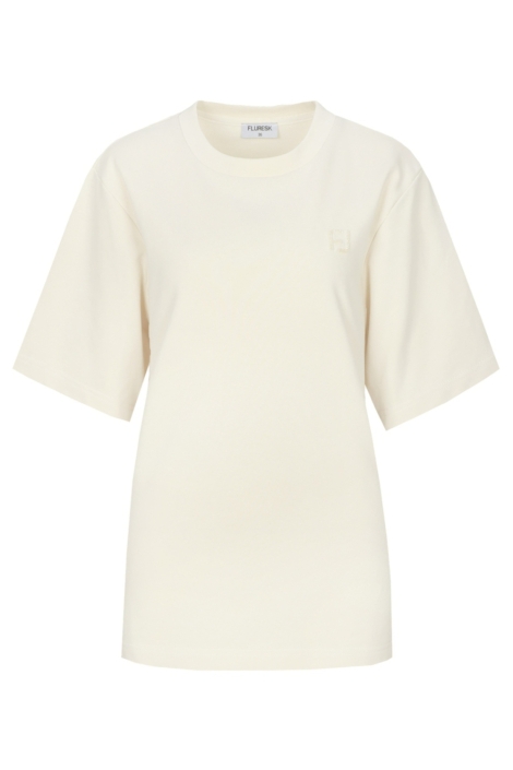 Fluresk beige dames t-shirt | Vooraanzicht