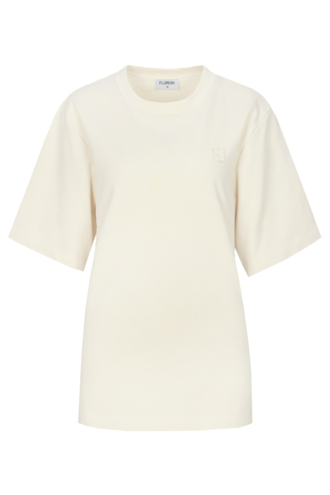 Fluresk beige dames t-shirt | Vooraanzicht