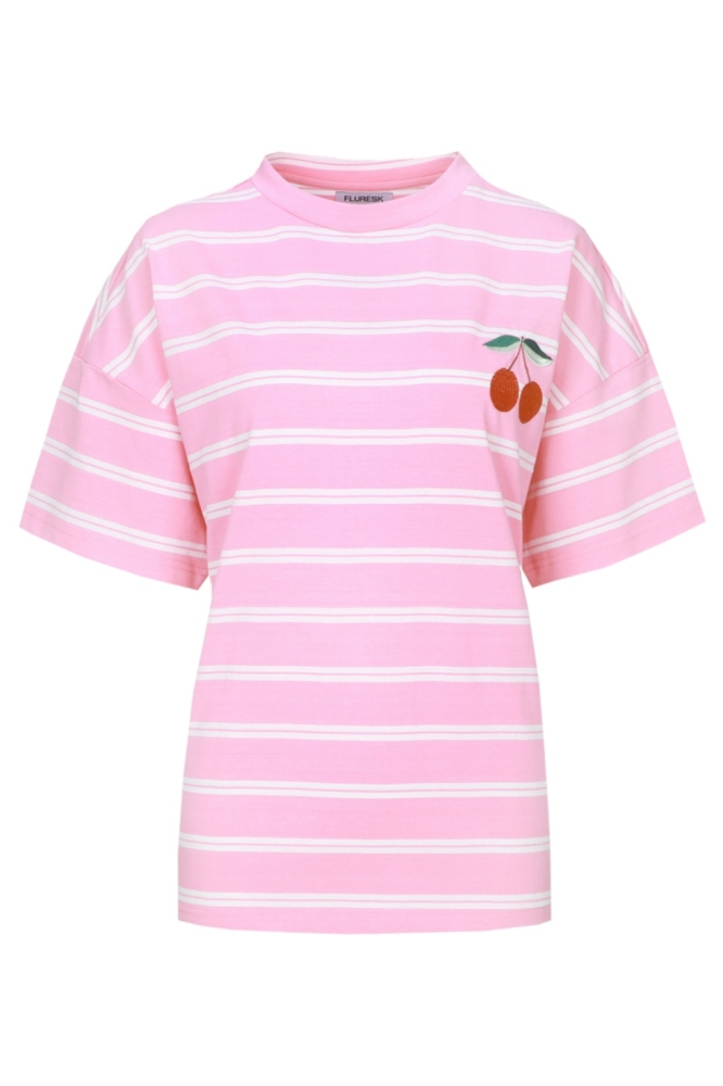 Fluresk roze dames t-shirt | Vooraanzicht
