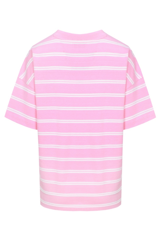 Fluresk roze dames t-shirt | Achteraanzicht