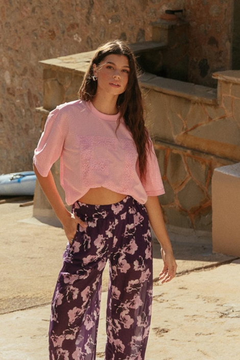 Fluresk roze dames t-shirt | Sfeerbeeld, In situatie