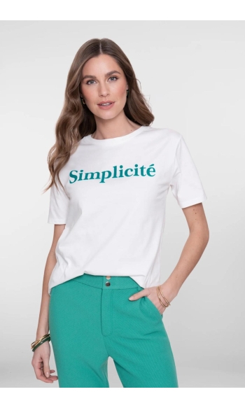 T SHIRT 62086 41 000010 OFF-WHITE/EMERALD