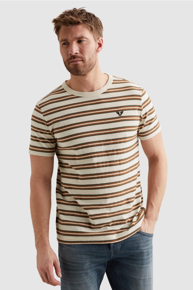 PME legend beige heren t-shirt | Model vooraanzicht