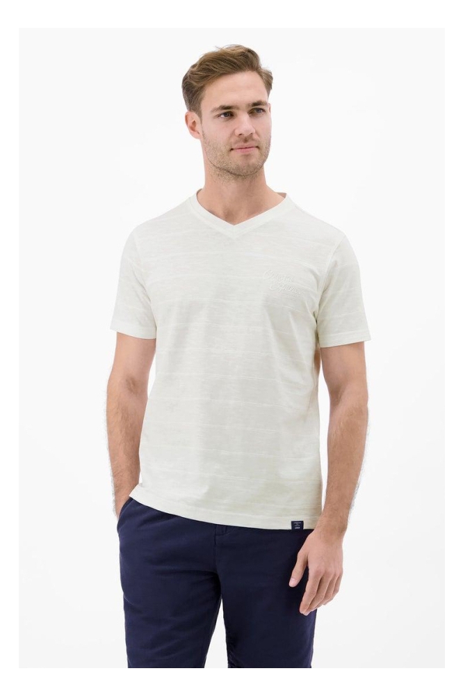 Lerros witte heren t-shirt | Model vooraanzicht