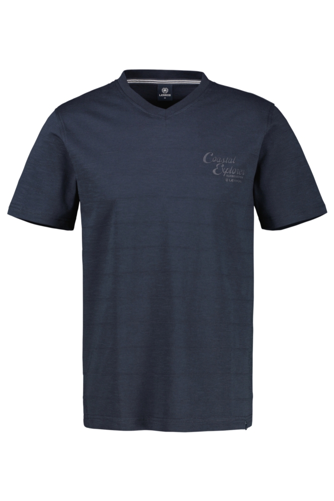 Lerros blauwe heren t-shirt | Vooraanzicht