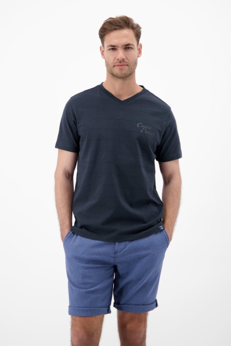 Lerros blauwe heren t-shirt | Model vooraanzicht