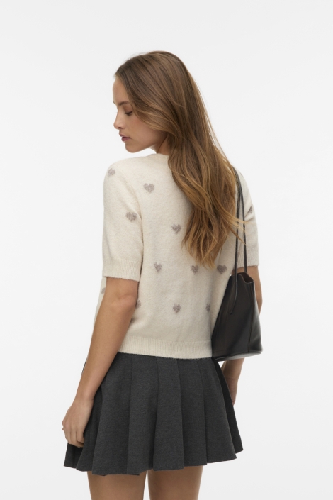 Vero Moda ecru dames vest | Model achteraanzicht