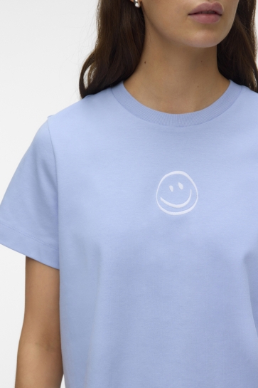 Vero Moda T-shirt VMSARA METTE SS TOP BOX JRS NOOS 10311633 Brunnera Blue Smile