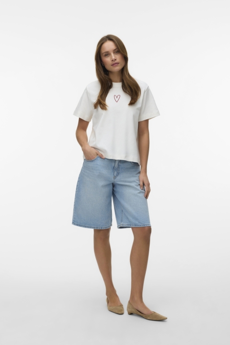 Vero Moda witte dames t-shirt | Model vooraanzicht