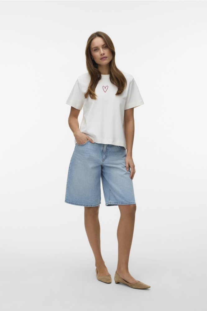 Vero Moda witte dames t-shirt | Model vooraanzicht