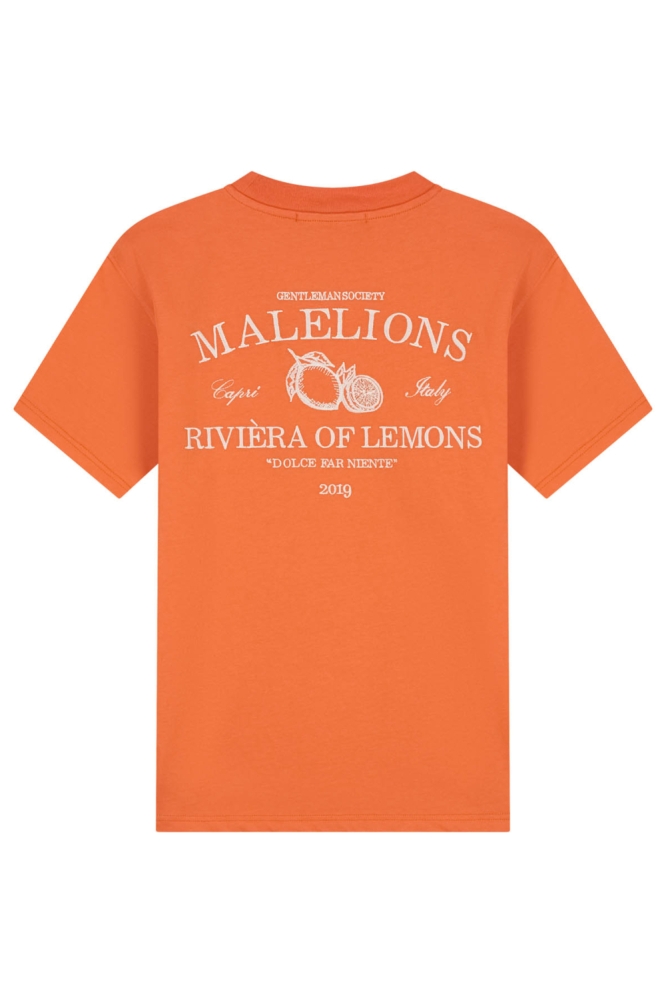 Malelions oranje heren t-shirt | Achteraanzicht