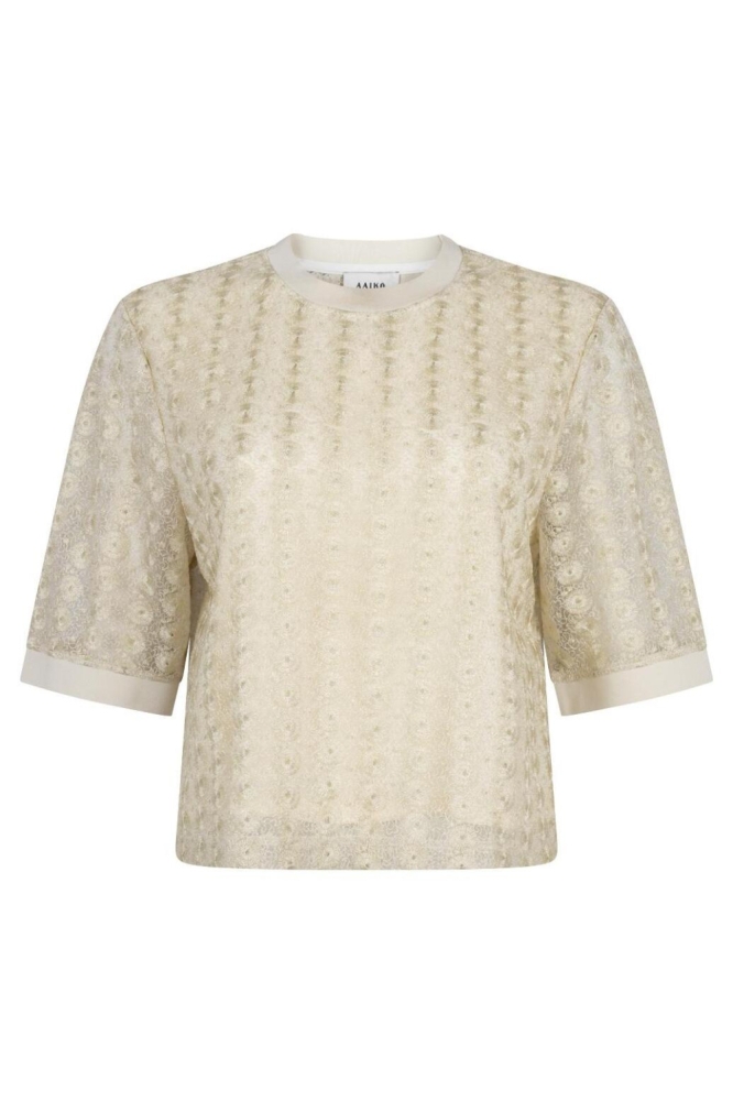 Aaiko gouden dames t-shirt | Vooraanzicht