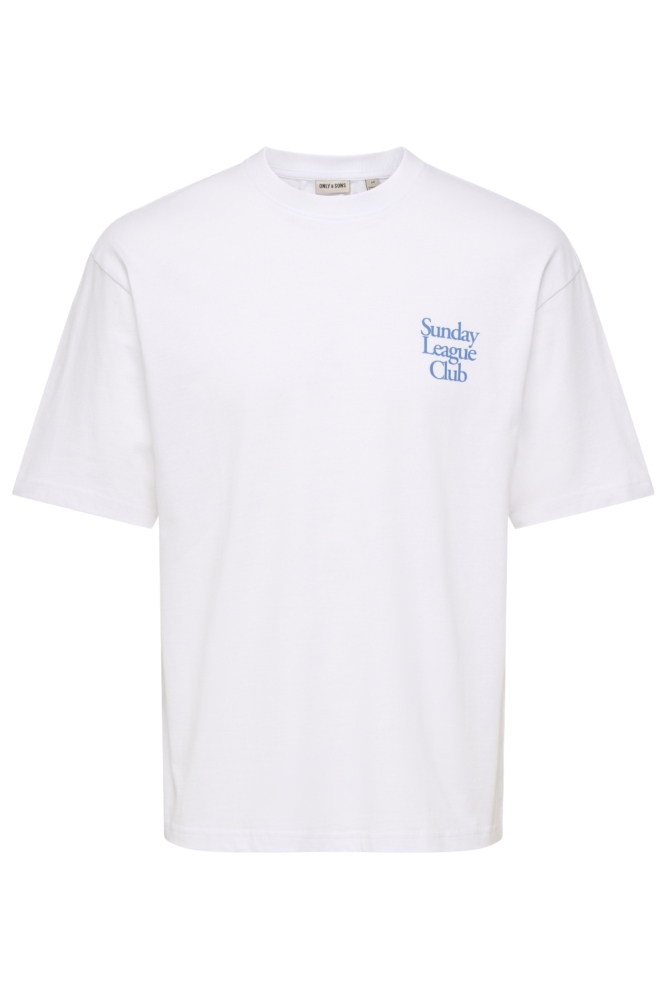 Only & Sons witte heren t-shirt | Model vooraanzicht