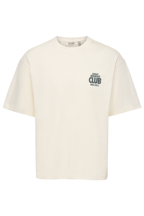 Only & Sons beige heren t-shirt | Vooraanzicht