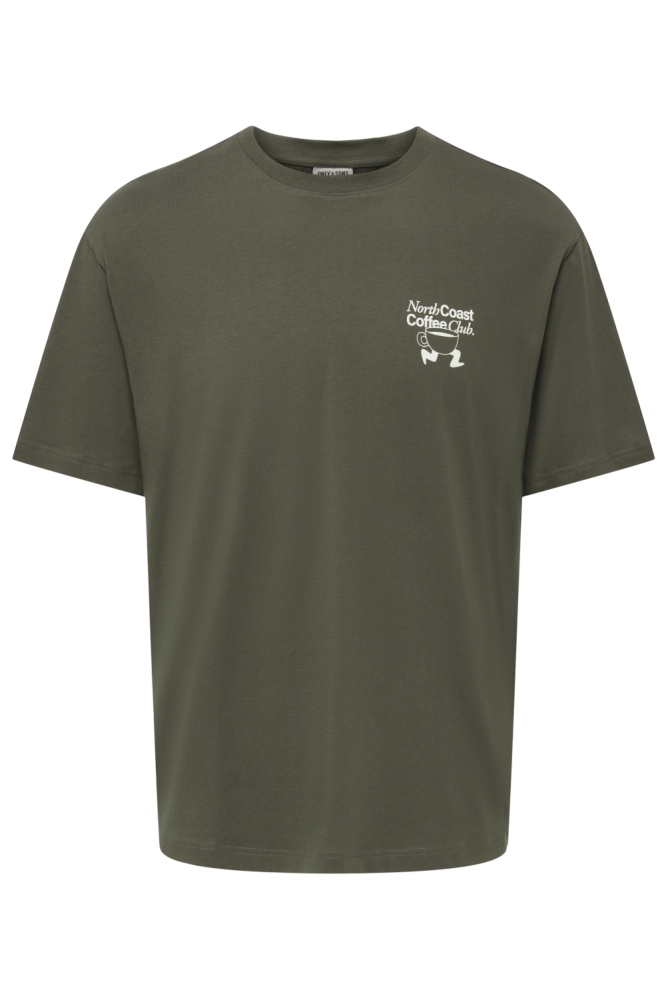Only & Sons groene heren t-shirt | Vooraanzicht