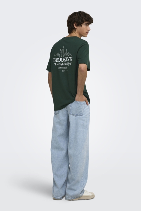 Only & Sons groene heren t-shirt | Model