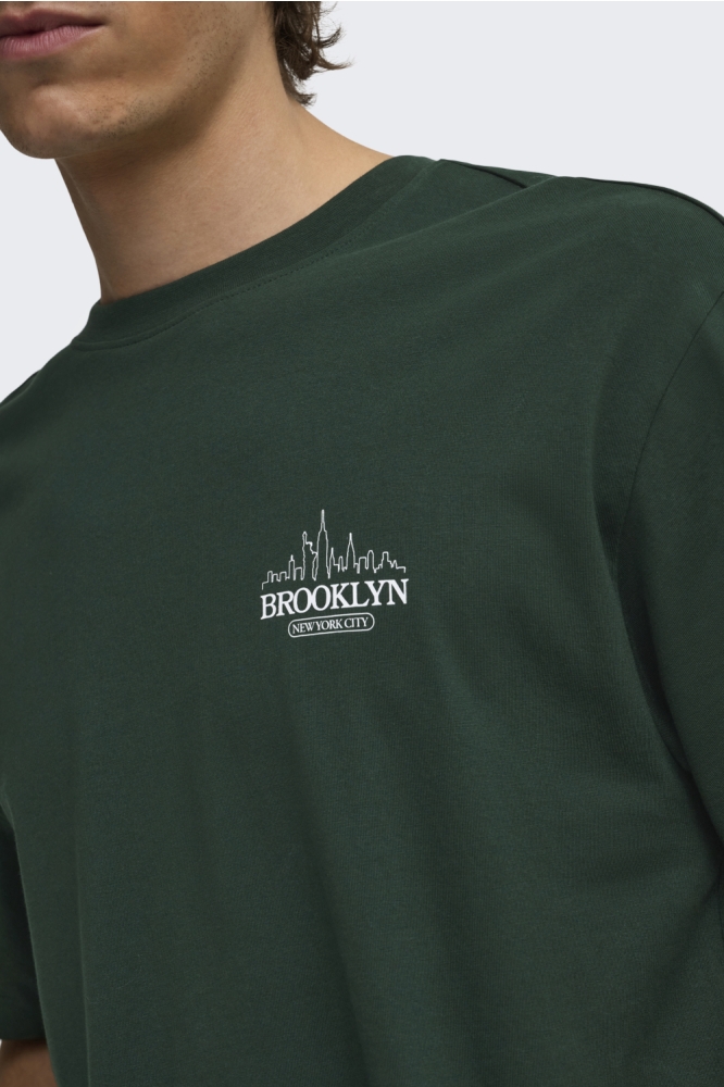 Only & Sons groene heren t-shirt | Close up