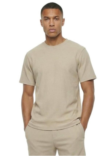 Malelions men ribbed t-shirt Taupe