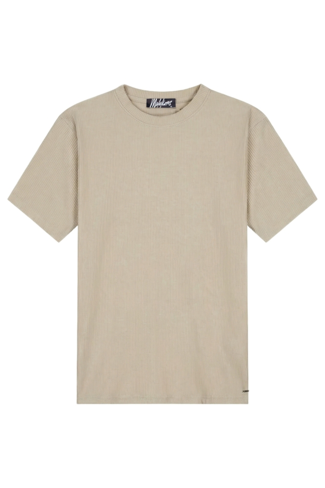 Malelions taupe heren t-shirt | Vooraanzicht