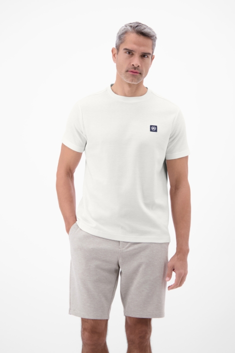 Lerros witte heren t-shirt | Model vooraanzicht