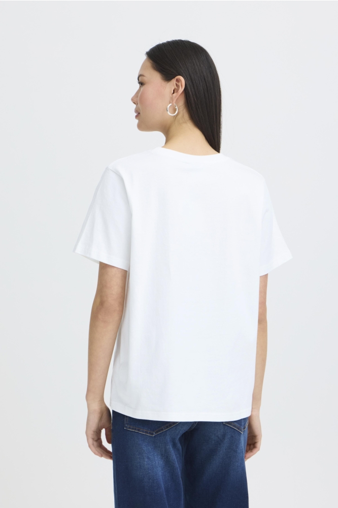 Ichi witte dames t-shirt | Model achteraanzicht