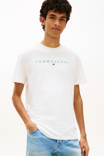 Tommy Jeans T-shirt TJM REG LINEAR LOGO TEE EXT DM0DM20744 L5Y ECRU/BAHAMA GREEN