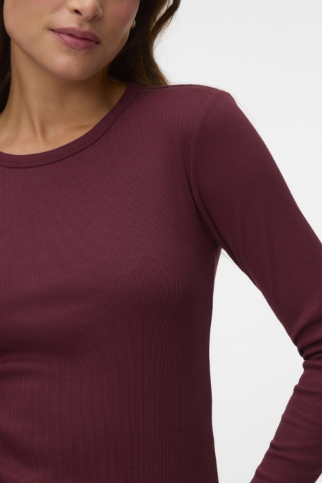 Vero Moda bordeaux dames t-shirt | Close up