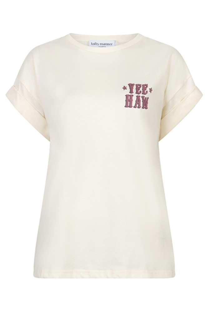 Lofty Manner ecru dames t-shirt | Vooraanzicht