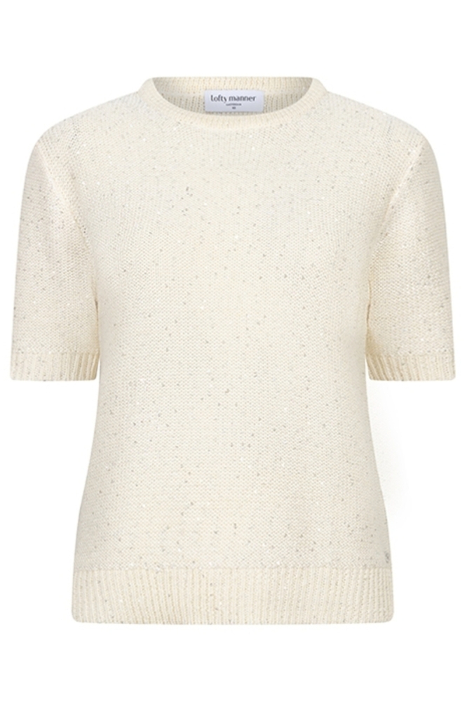 Lofty Manner beige dames t-shirt | Vooraanzicht