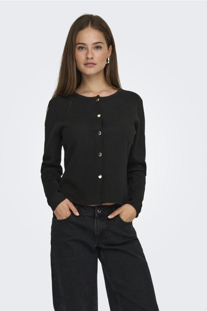 Jacqueline de Yong zwarte dames vest | Model vooraanzicht