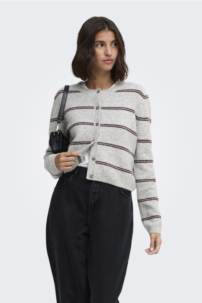 Jacqueline de Yong grijze dames vest | Model vooraanzicht