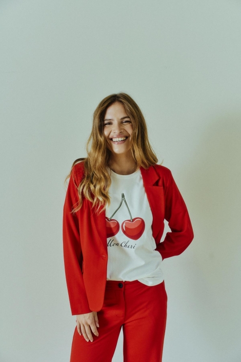 Freequent witte dames t-shirt | Model vooraanzicht