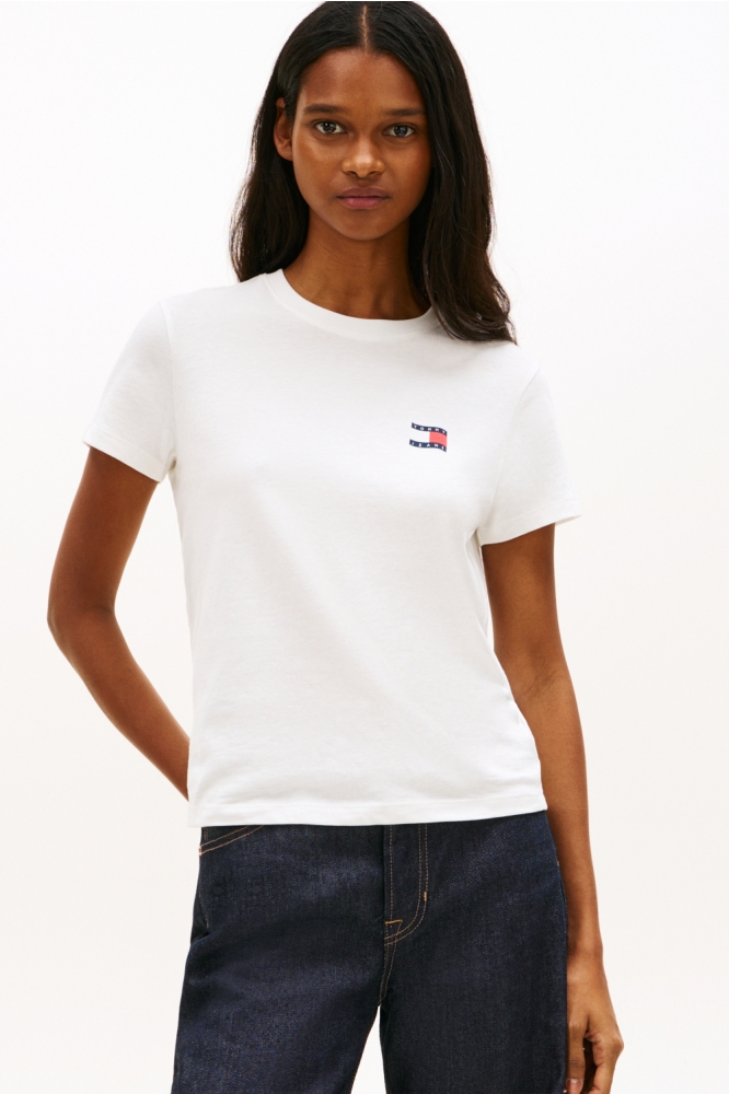 Tommy Jeans witte dames t-shirt | Model vooraanzicht